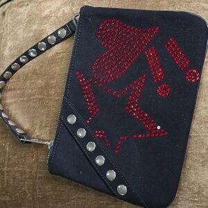 Sonia Rykiel Black and Red Clutch with Studded Accents